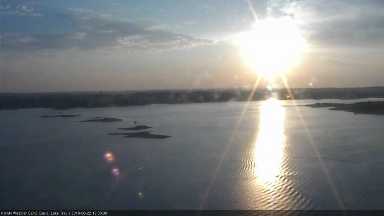 Lake Travis webcam, August 22, 2018 6:40 PM CT