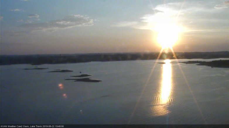 Lake Travis webcam, August 22, 2018 6:50 PM CT