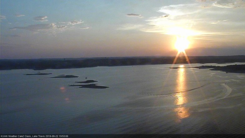 Lake Travis webcam, August 22, 2018 6:55 PM CT