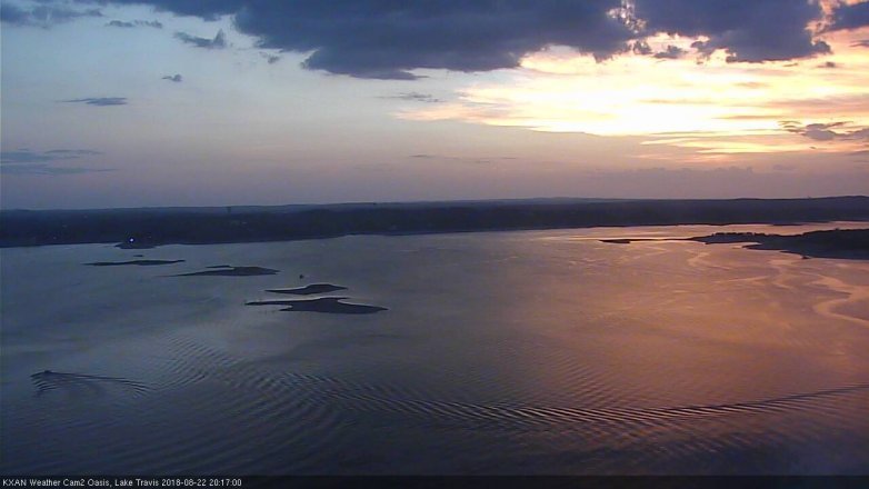 Lake Travis webcam, August 22, 2018 7:20 PM CT