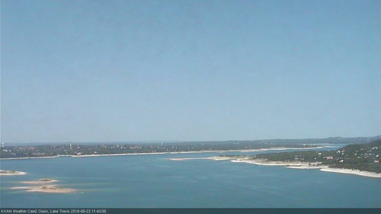 Lake Travis webcam, August 23, 2018 10:45 AM CT