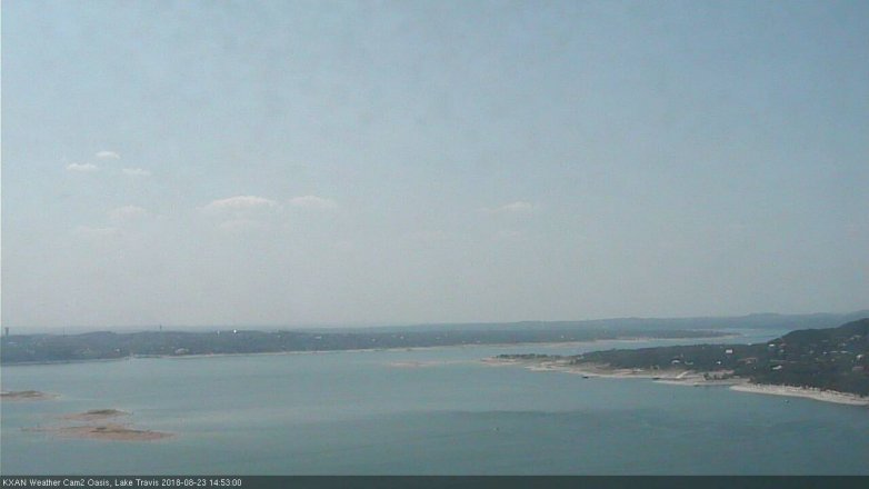 Lake Travis webcam, August 23, 2018 1:55 PM CT