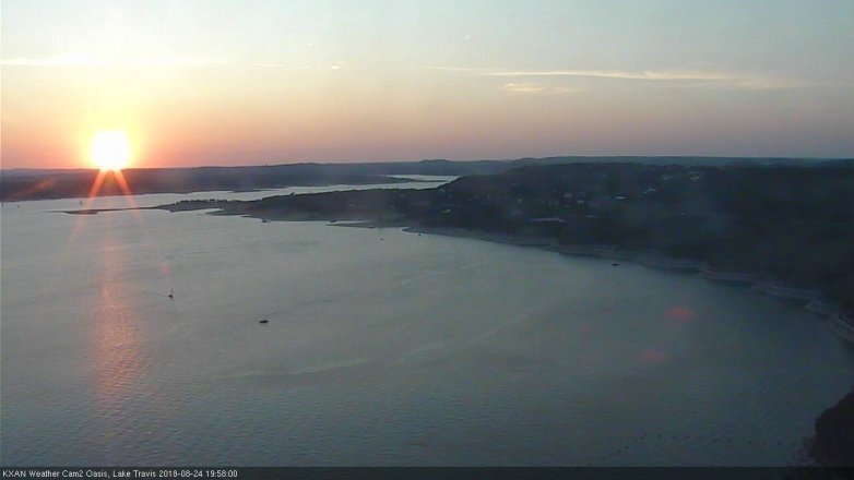 Lake Travis webcam, August 24, 2018 7:00 PM CT