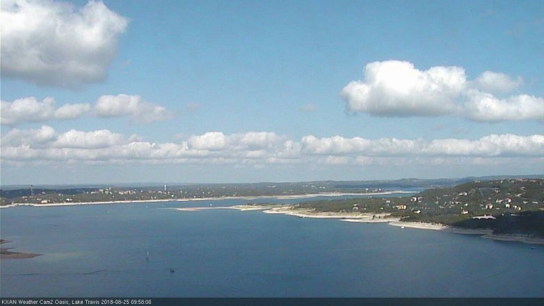 Lake Travis webcam, August 25, 2018 9:00 AM CT