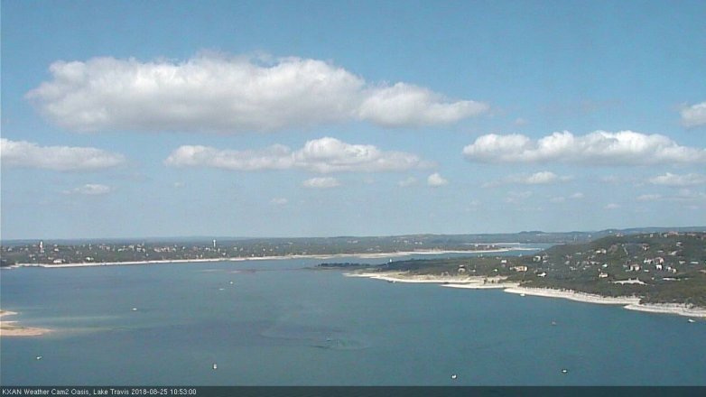 Lake Travis webcam, August 25, 2018 9:55 AM CT