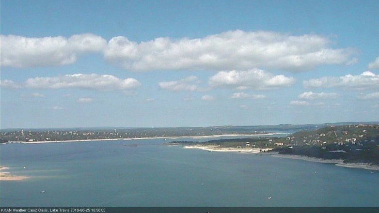 Lake Travis webcam, August 25, 2018 10:00 AM CT