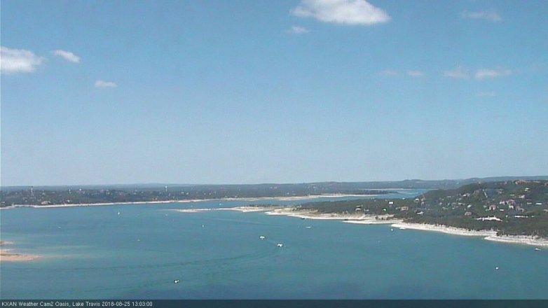 Lake Travis webcam, August 25, 2018 12:05 PM CT