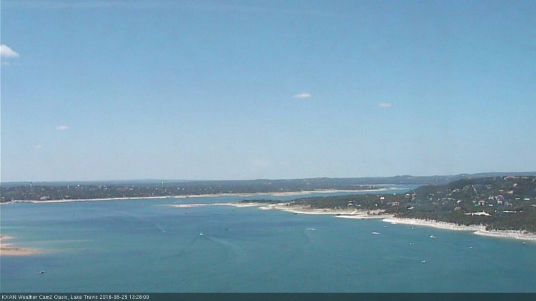 Lake Travis webcam, August 25, 2018 12:30 PM CT