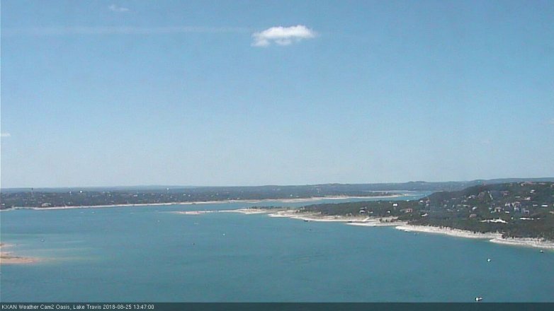 Lake Travis webcam, August 25, 2018 12:50 PM CT