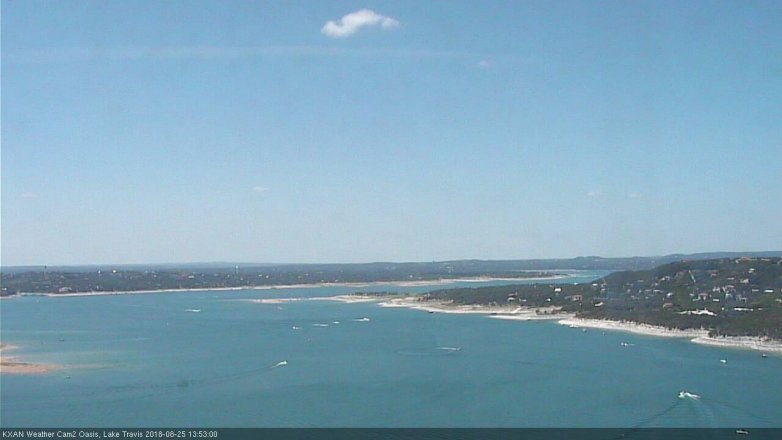 Lake Travis webcam, August 25, 2018 12:55 PM CT