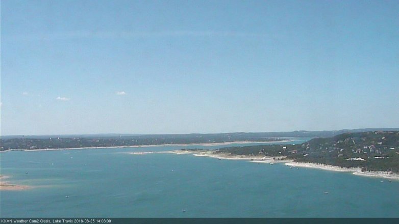 Lake Travis webcam, August 25, 2018 1:05 PM CT