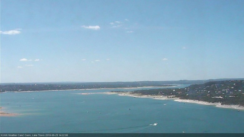 Lake Travis webcam, August 25, 2018 1:25 PM CT
