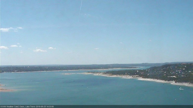 Lake Travis webcam, August 25, 2018 1:35 PM CT