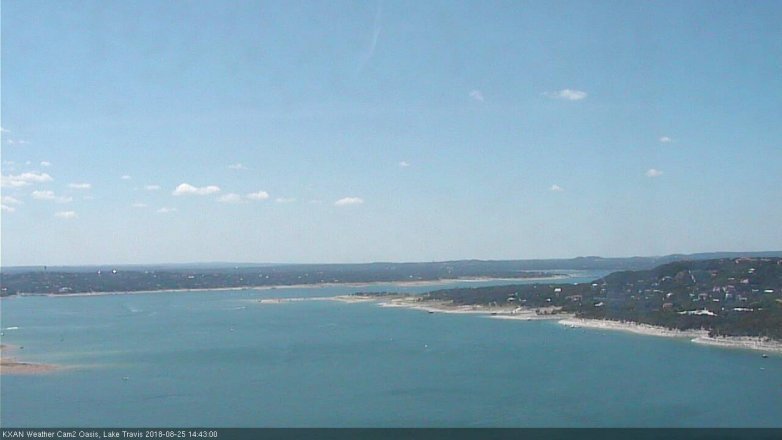 Lake Travis webcam, August 25, 2018 1:45 PM CT