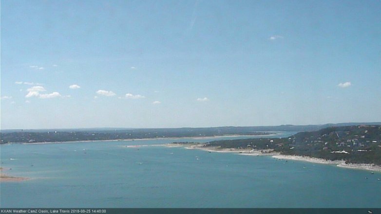 Lake Travis webcam, August 25, 2018 1:50 PM CT