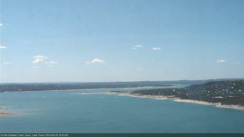 Lake Travis webcam, August 25, 2018 1:55 PM CT