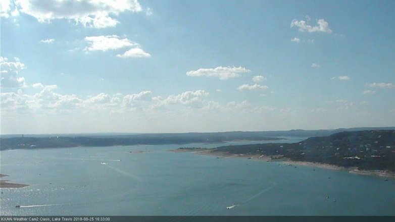 Lake Travis webcam, August 25, 2018 3:35 PM CT