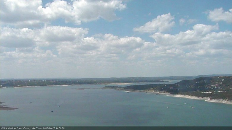 Lake Travis webcam, August 26, 2018 1:10 PM CT