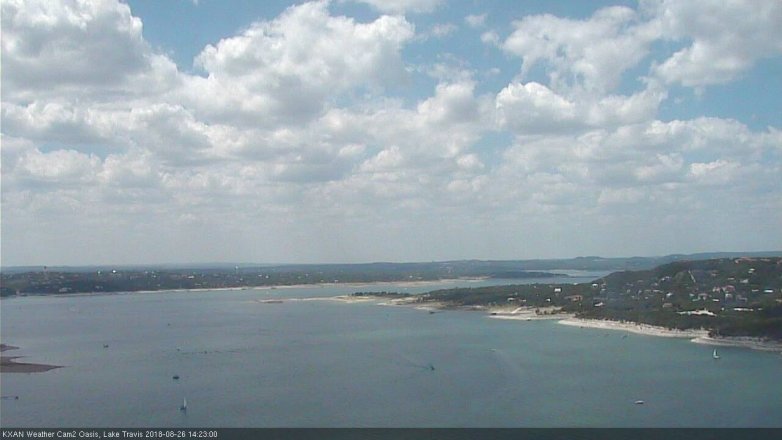 Lake Travis webcam, August 26, 2018 1:25 PM CT