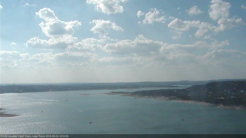 Lake Travis webcam, August 26, 2018 3:55 PM CT