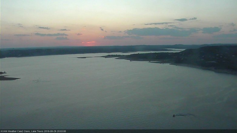 Lake Travis webcam, August 26, 2018 7:05 PM CT