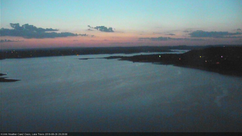 Lake Travis webcam, August 26, 2018 7:30 PM CT