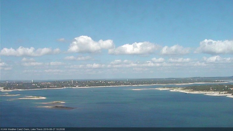 Lake Travis webcam, August 27, 2018 9:30 AM CT