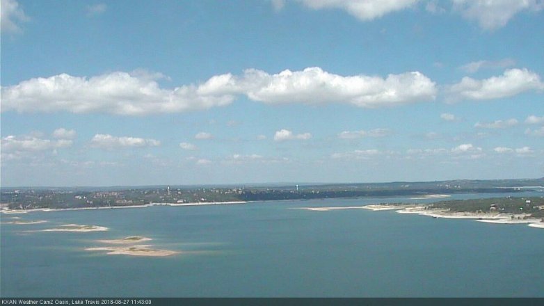 Lake Travis webcam, August 27, 2018 10:45 AM CT