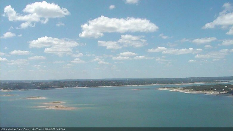 Lake Travis webcam, August 27, 2018 1:10 PM CT