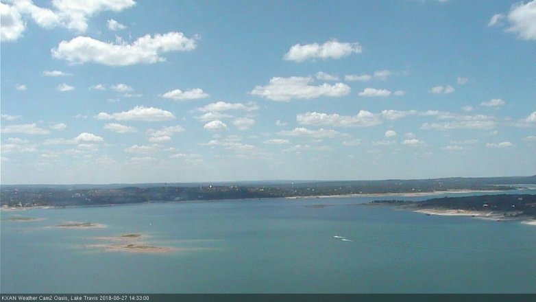 Lake Travis webcam, August 27, 2018 1:35 PM CT