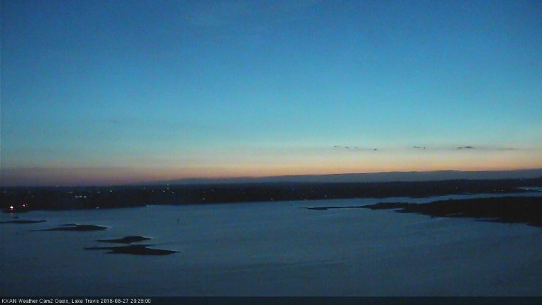 Lake Travis webcam, August 27, 2018 7:30 PM CT