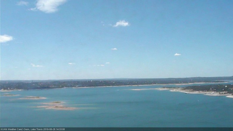 Lake Travis webcam, August 28, 2018 1:35 PM CT