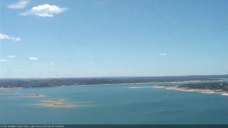 Lake Travis webcam, August 28, 2018 1:45 PM CT