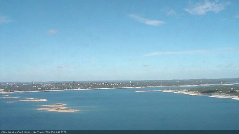 Lake Travis webcam, August 29, 2018 9:00 AM CT