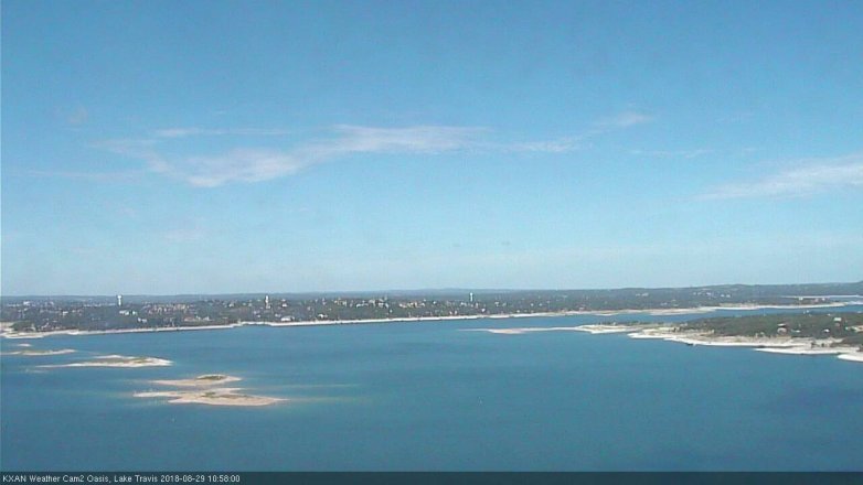 Lake Travis webcam, August 29, 2018 10:00 AM CT