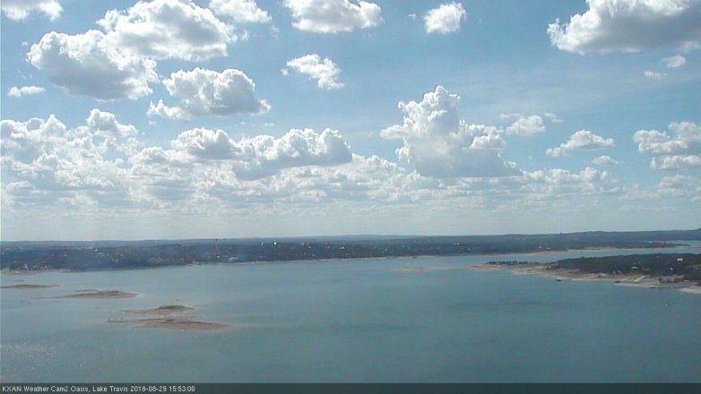 Lake Travis webcam, August 29, 2018 2:55 PM CT