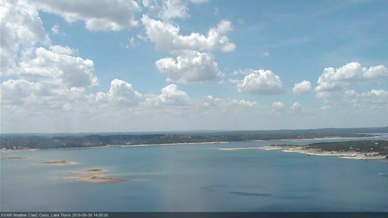 Lake Travis webcam, August 30, 2018 1:10 PM CT