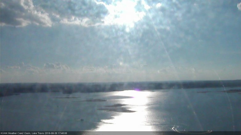 Lake Travis webcam, August 30, 2018 4:50 PM CT