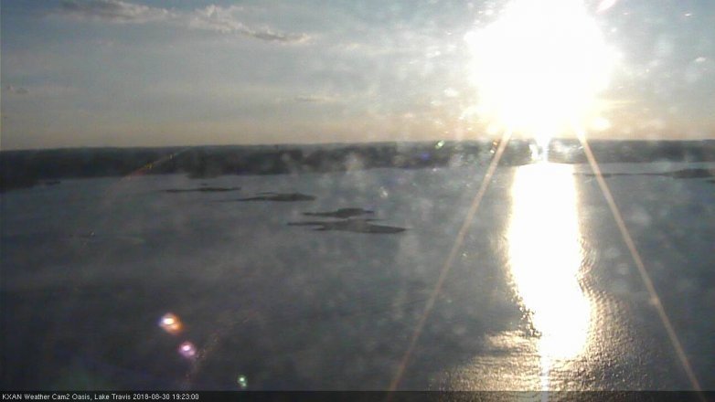 Lake Travis webcam, August 30, 2018 6:25 PM CT