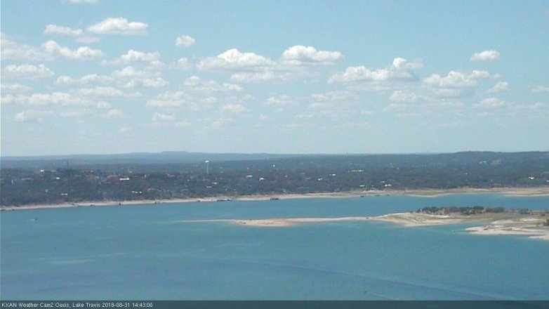 Lake Travis webcam, August 31, 2018 1:45 PM CT