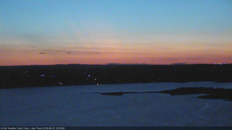 Lake Travis webcam, August 31, 2018 7:30 PM CT