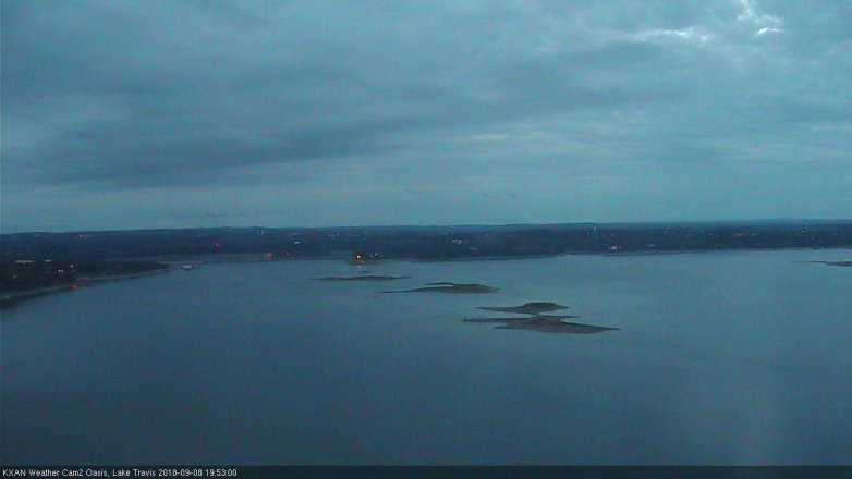 Lake Travis webcam, September 8, 2018 6:55 PM CT