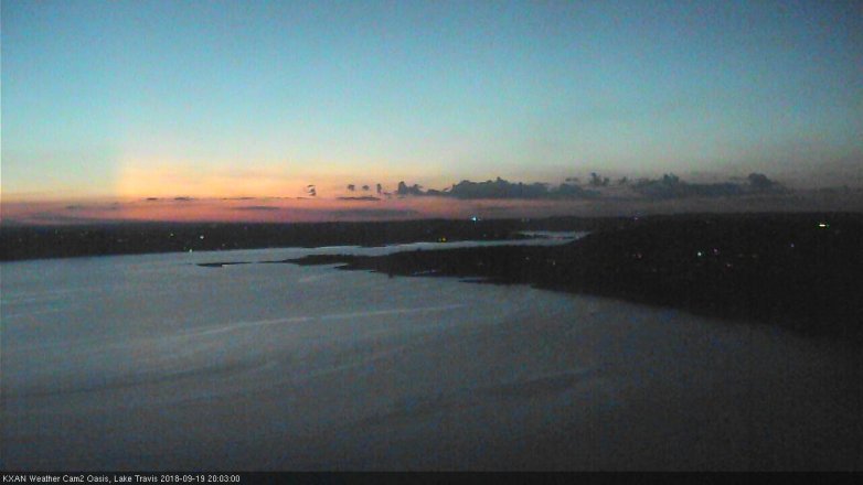 Lake Travis webcam, September 19, 2018 7:05 PM CT