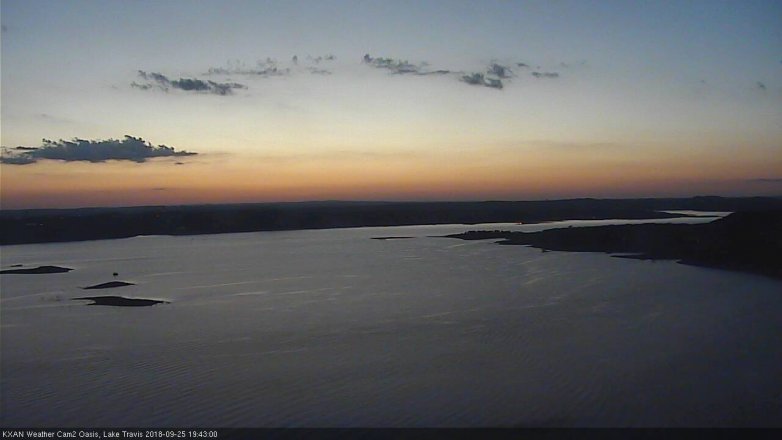 Lake Travis webcam, September 25, 2018 6:45 PM CT