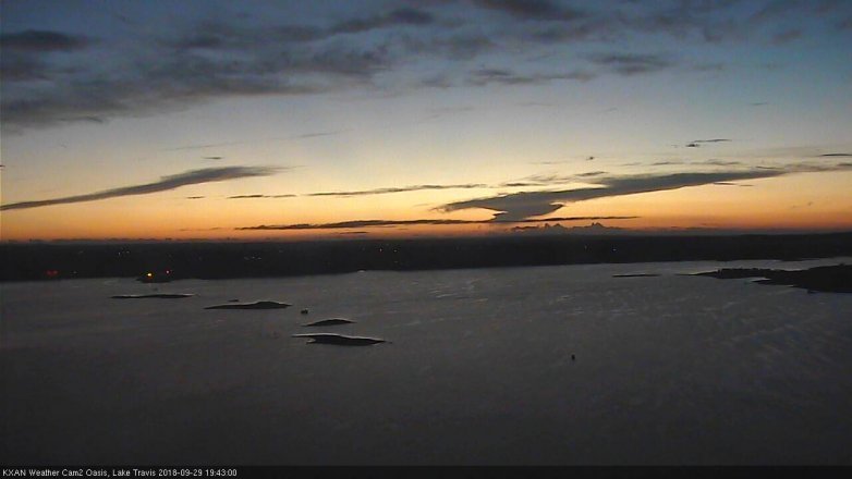 Lake Travis webcam, September 29, 2018 6:45 PM CT
