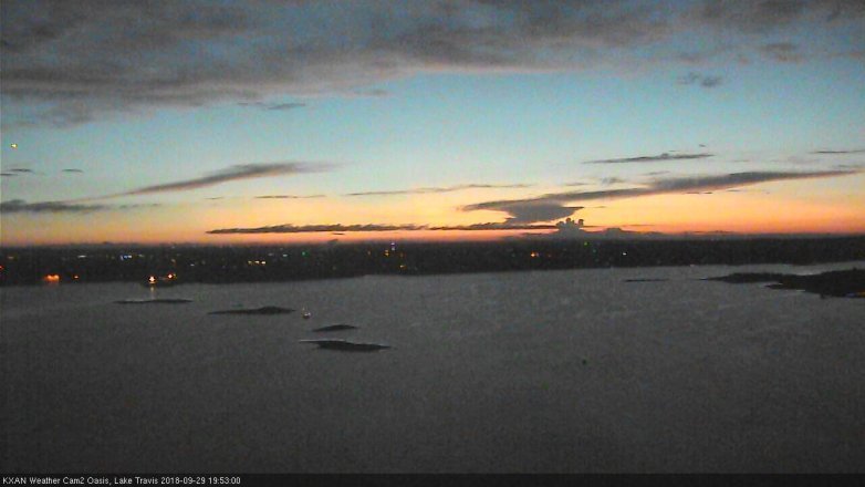 Lake Travis webcam, September 29, 2018 6:55 PM CT