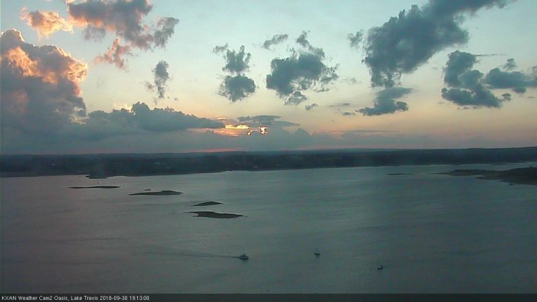 Lake Travis webcam, September 30, 2018 6:15 PM CT