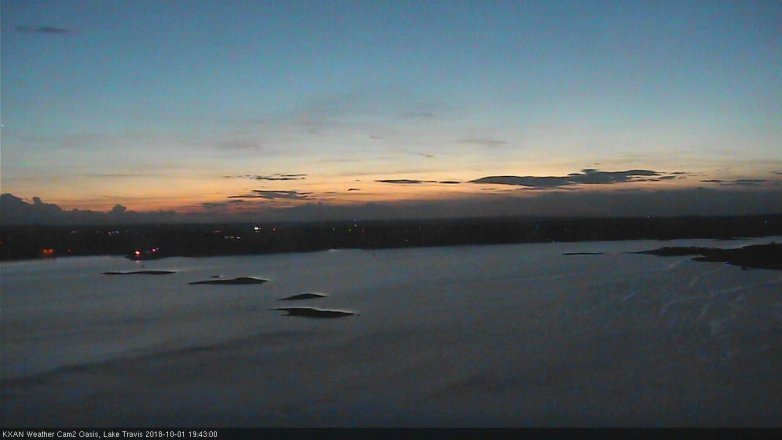Lake Travis webcam, October 1, 2018 6:45 PM CT