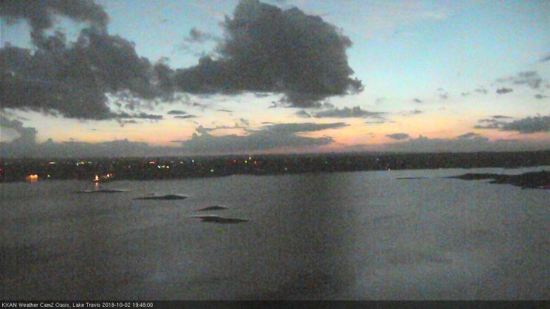 Lake Travis webcam, October 2, 2018 6:50 PM CT