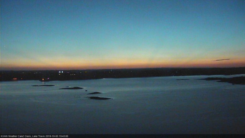 Lake Travis webcam, October 3, 2018 6:45 PM CT